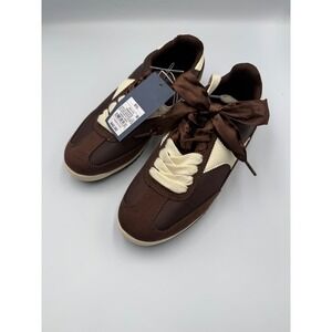 Wild Fable Skyler Brown Cream Ribbon Lace Memory Foam Sneakers 6.5 NEW
